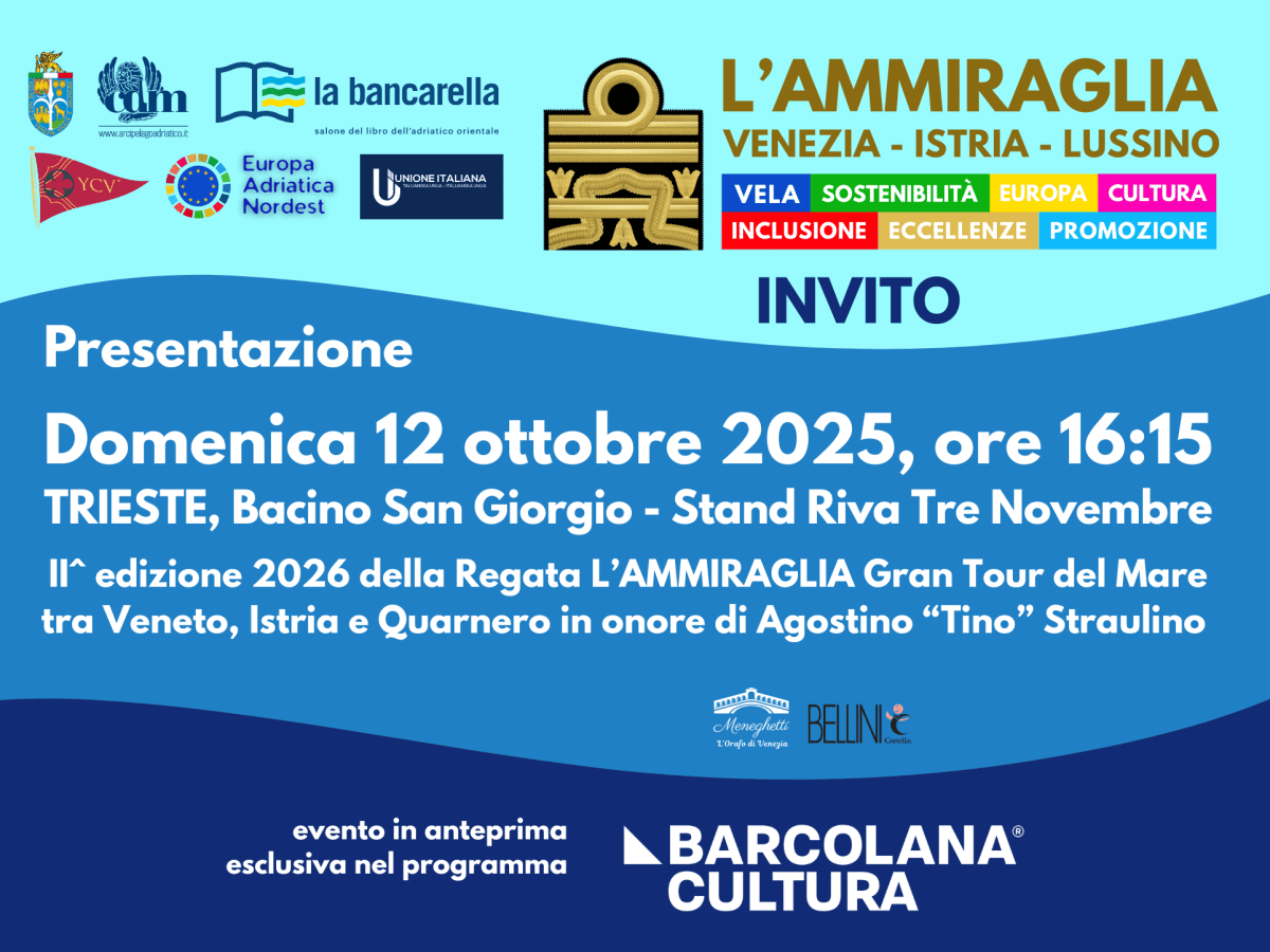 L’Ammiraglia alla Barcolana di Trieste, presentazione il 12 ottobre in Bacino San Giorgio, Riva Tre&nbsp;Novembre