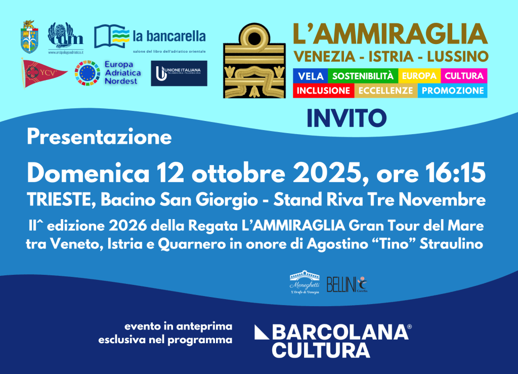 L’Ammiraglia alla Barcolana di Trieste, presentazione il 12 ottobre in Bacino San Giorgio, Riva Tre&nbsp;Novembre